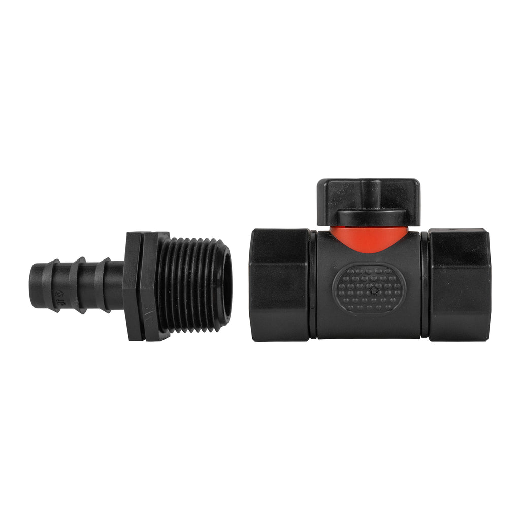 16mm Barbed Straight with In-Line BSPF Threaded Valve