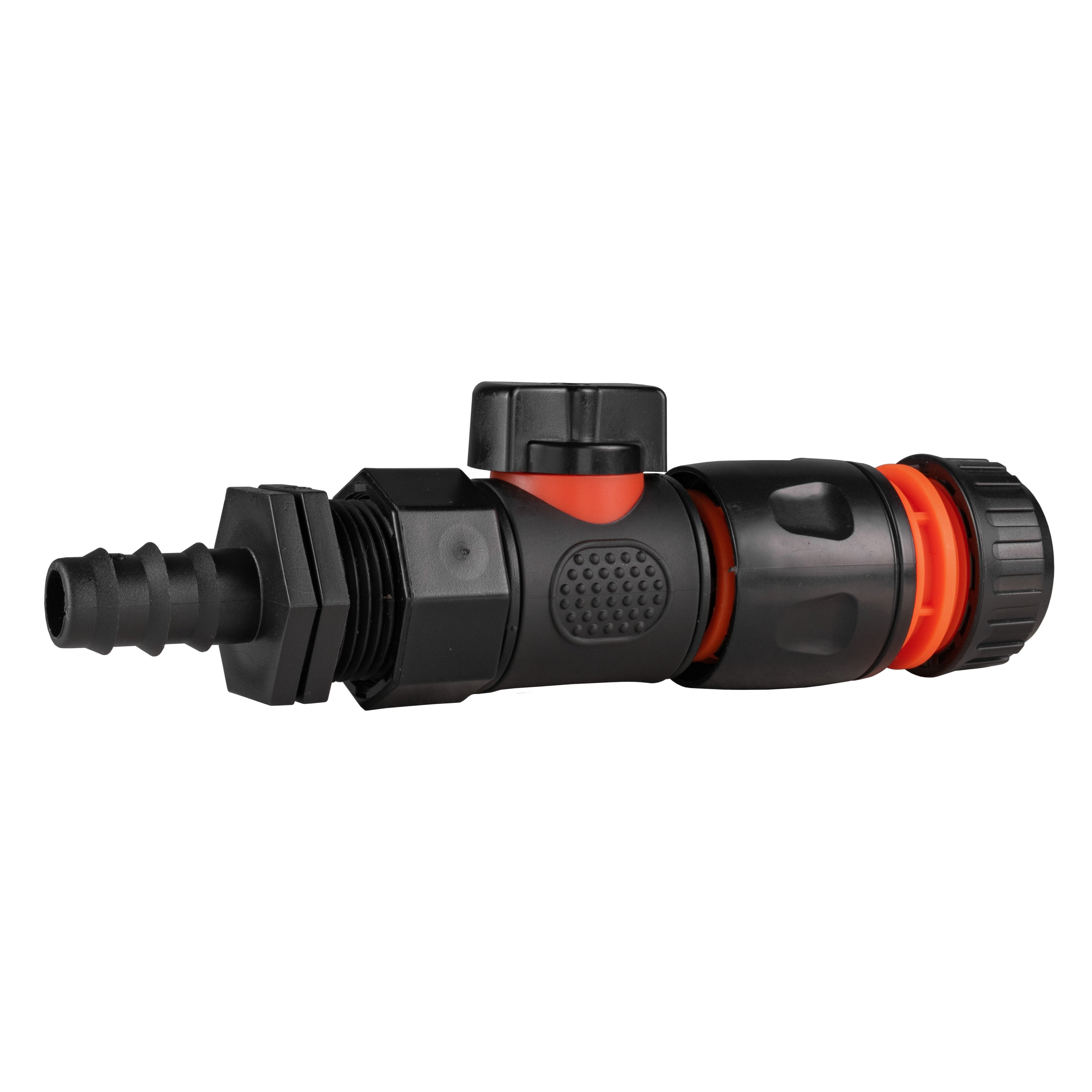 16mm Barbed Straight with BSPF-Quick Connect Valve & Hose Connector Black