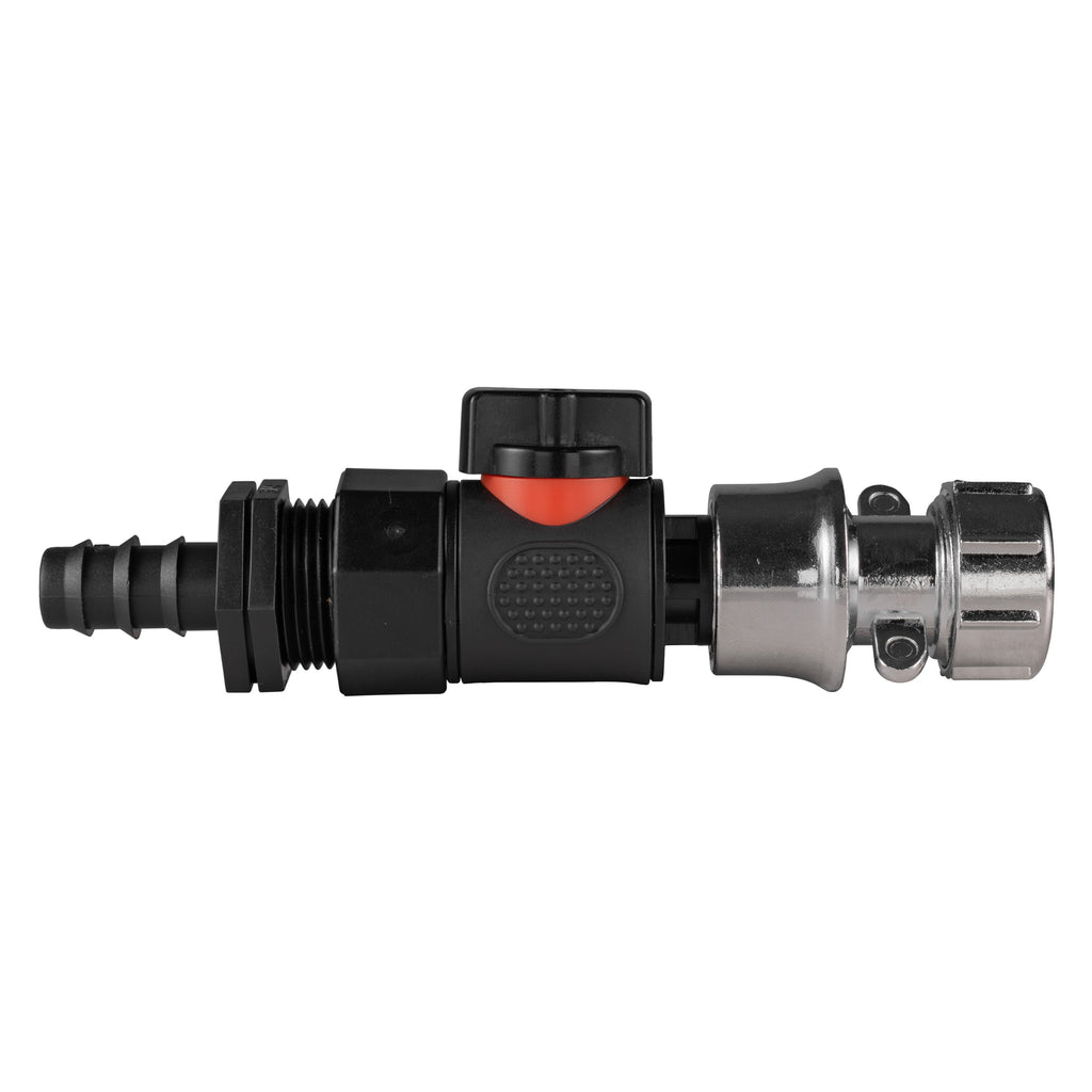 16mm Barbed Straight with BSPF-Quick Connect Valve & Hose Connector Zinc