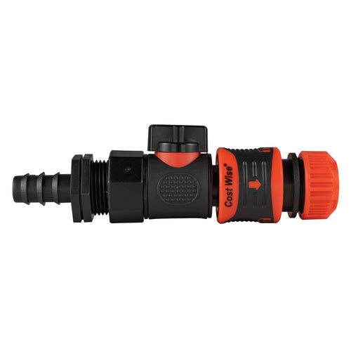 16mm Barbed Straight with BSPF-Quick Connect Valve & Hose Connector Lock