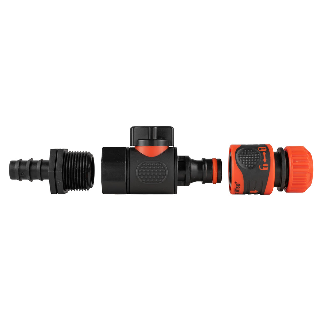 16mm Barbed Straight with BSPF-Quick Connect Valve & Hose Connector Lock