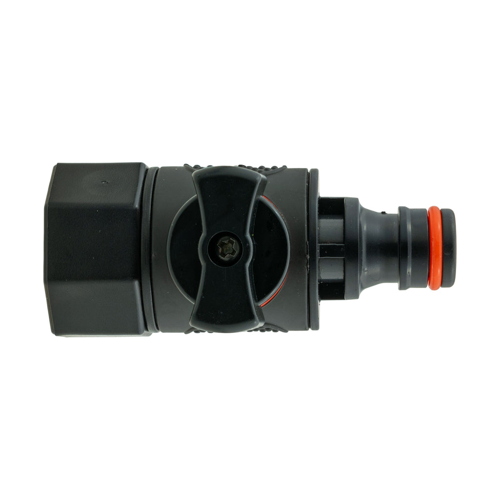 Water Butt Connector 3/4" BSP with BSPF-Quick Connect Valve & Hose Connector Black Soft