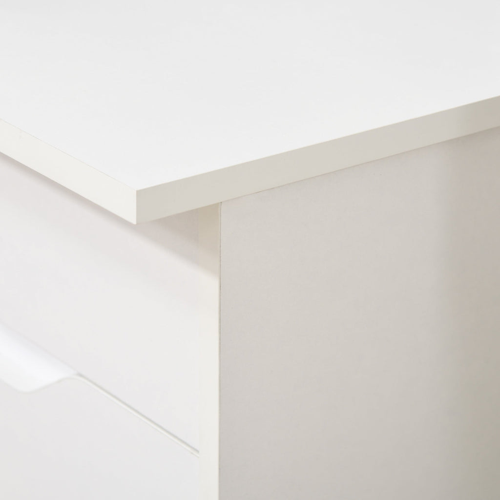 HOMCOM Computer Desk with Drawers, High Gloss Home Office Desk with Storage Cabinet, Study Workstation, 120 x 60cm, White