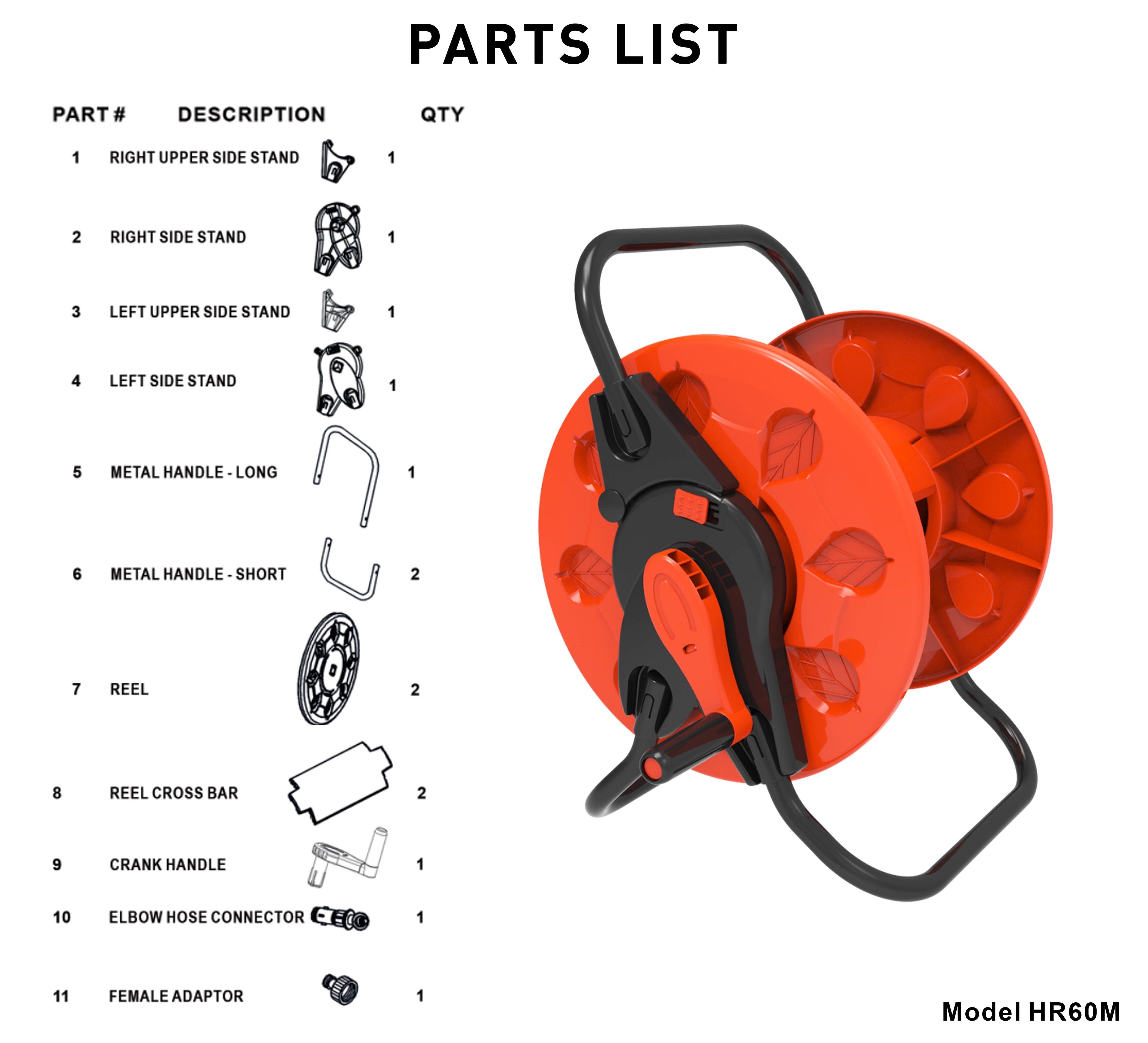 Hose Reel for 60m 1/2" Garden Hose CW