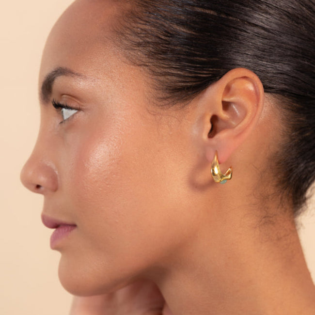 Celeste Crescent Aventurine Hoop Gold