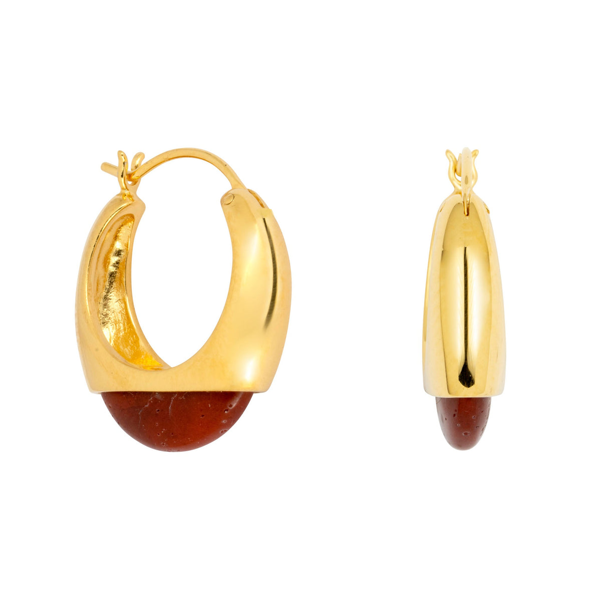 Ohrringe Ember Hoops aus Gold mit rotem Jaspisstein