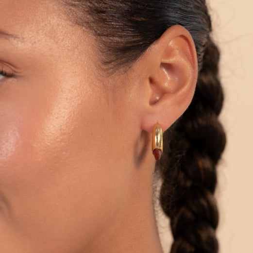 Ohrringe Ember Hoops aus Gold mit rotem Jaspisstein