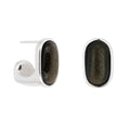 Black Obsidian Oval Earrings Silver