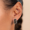 Schwarze Obsidian Ohrringe Oval Silber