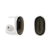 Schwarze Obsidian Ohrringe Oval Silber