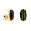 Ohrringe Oval Schwarz Obsidian Gold