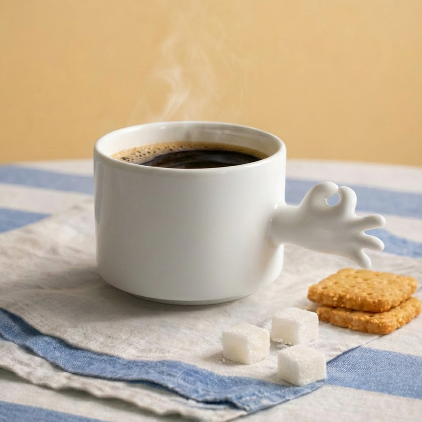 Gesture Ceramic Cup – Handmade Porcelain Coffee Cup（Okay）