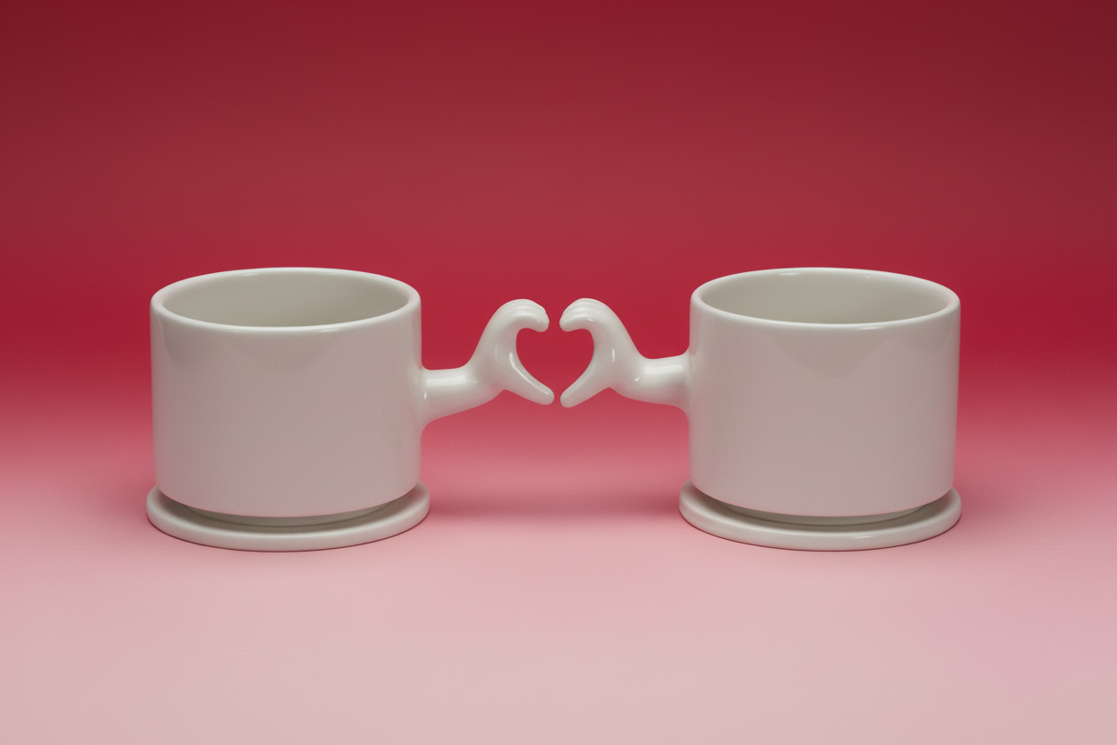 Heart Cup Set – Handmade Coffee Ceramic Cups for love