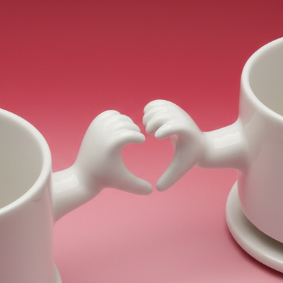 Heart Cup Set – Handmade Coffee Ceramic Cups for love