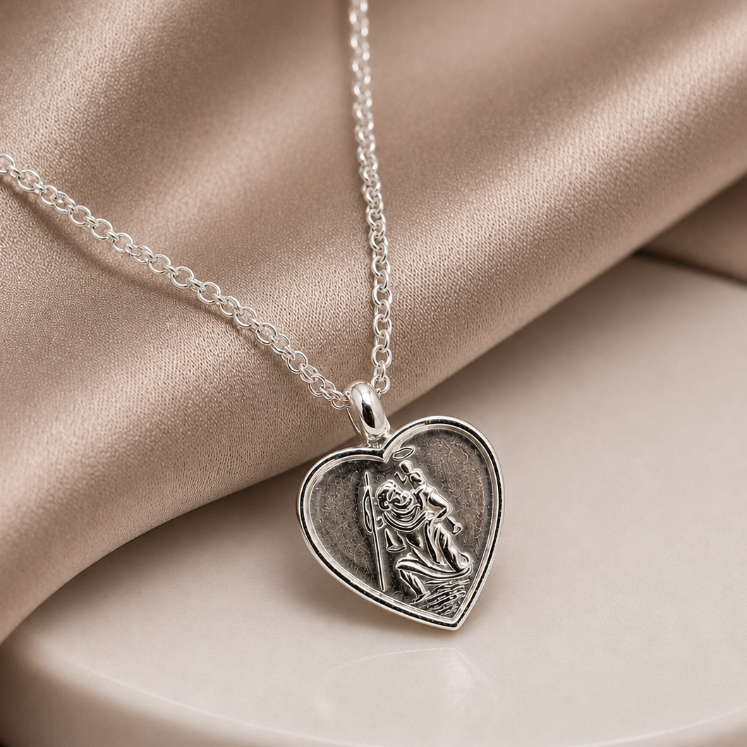 Heart St Christopher Necklace