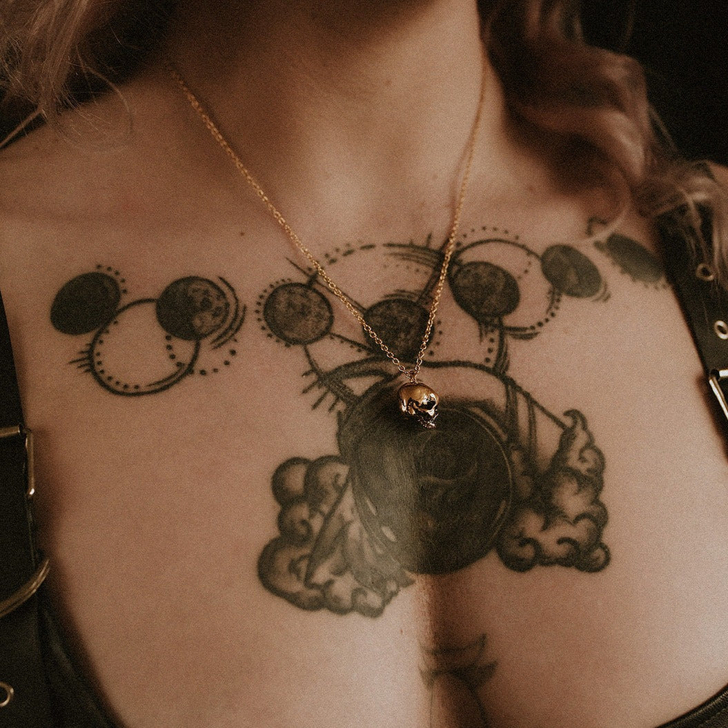 Gold Hel Skull Necklace
