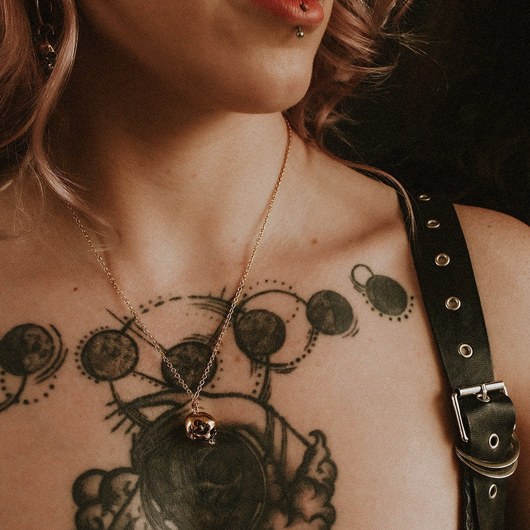Gold Hel Skull Necklace