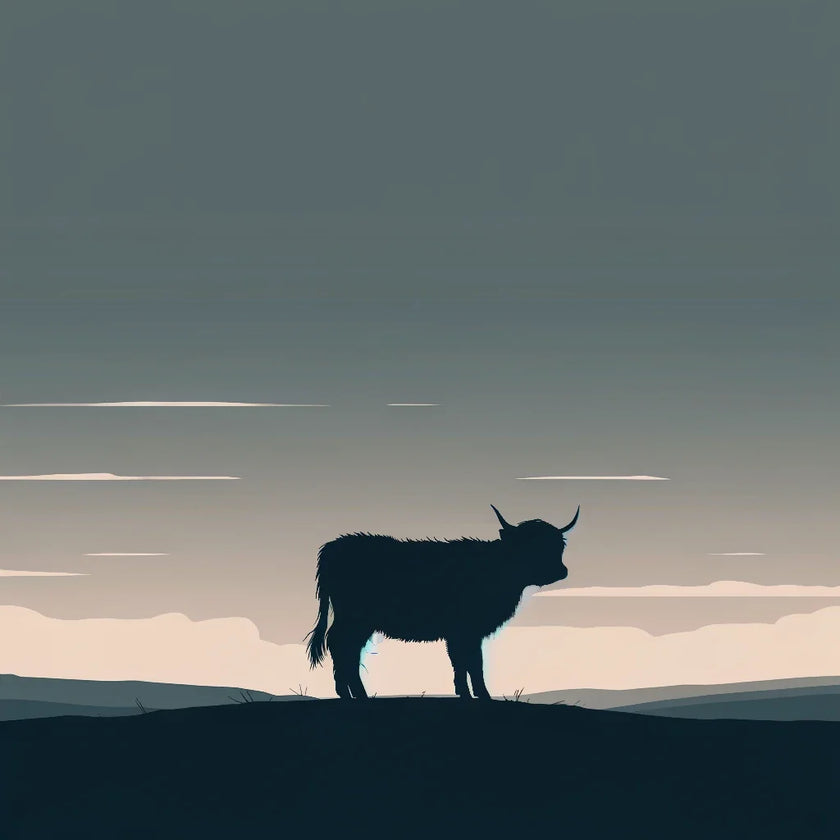 Highland Cow Dusk Silhouette Canvas