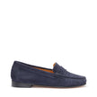 Women's Penny Loafers Leather Sole, navy blue suede