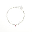 SWEETHEART HEART CHAIN BRACELET PINK SILVER
