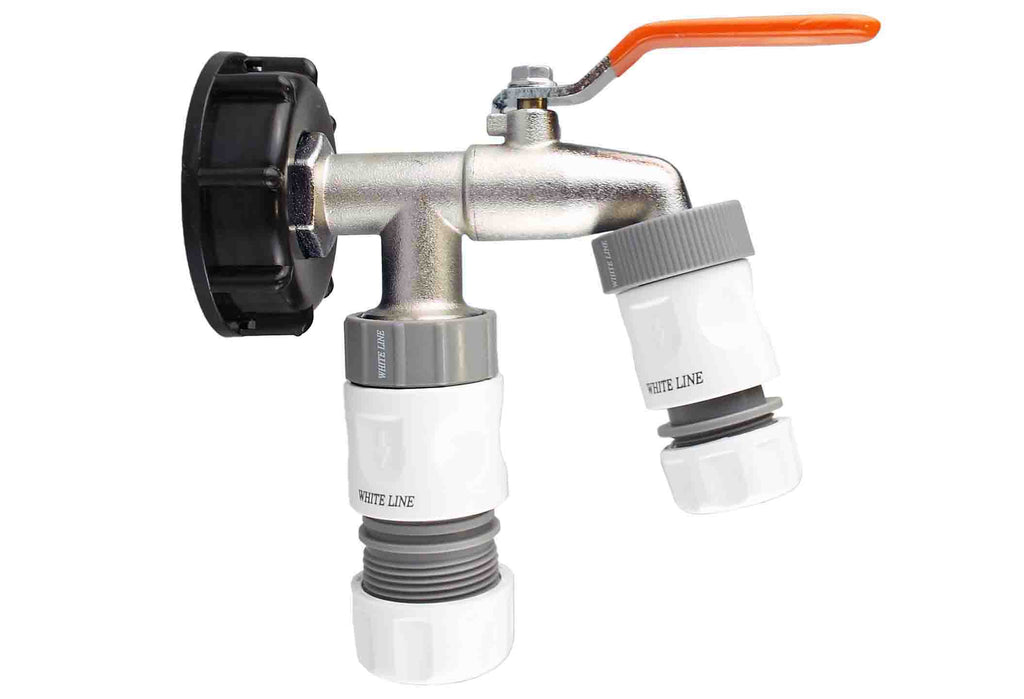 IBC 2” S60X6 Cap with Double Lever Tap, 1 x Max Flo Outlet and 1 x Standard Outlet