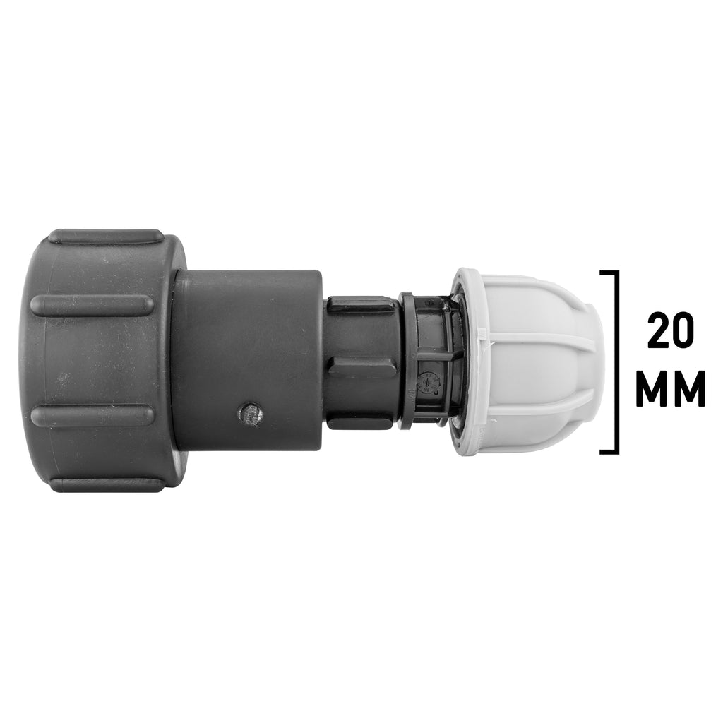 IBC 2” S60X6 – 3/4" BSPF Extender Adaptor with MDPE Straight 20mm