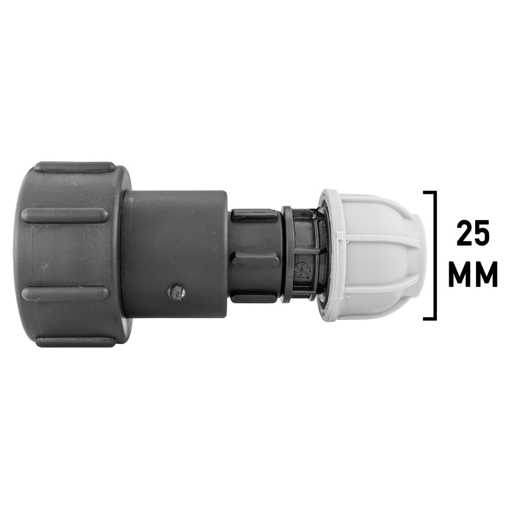 IBC 2” S60X6 – 1" BSPF Extender Adaptor with MDPE Straight 25mm