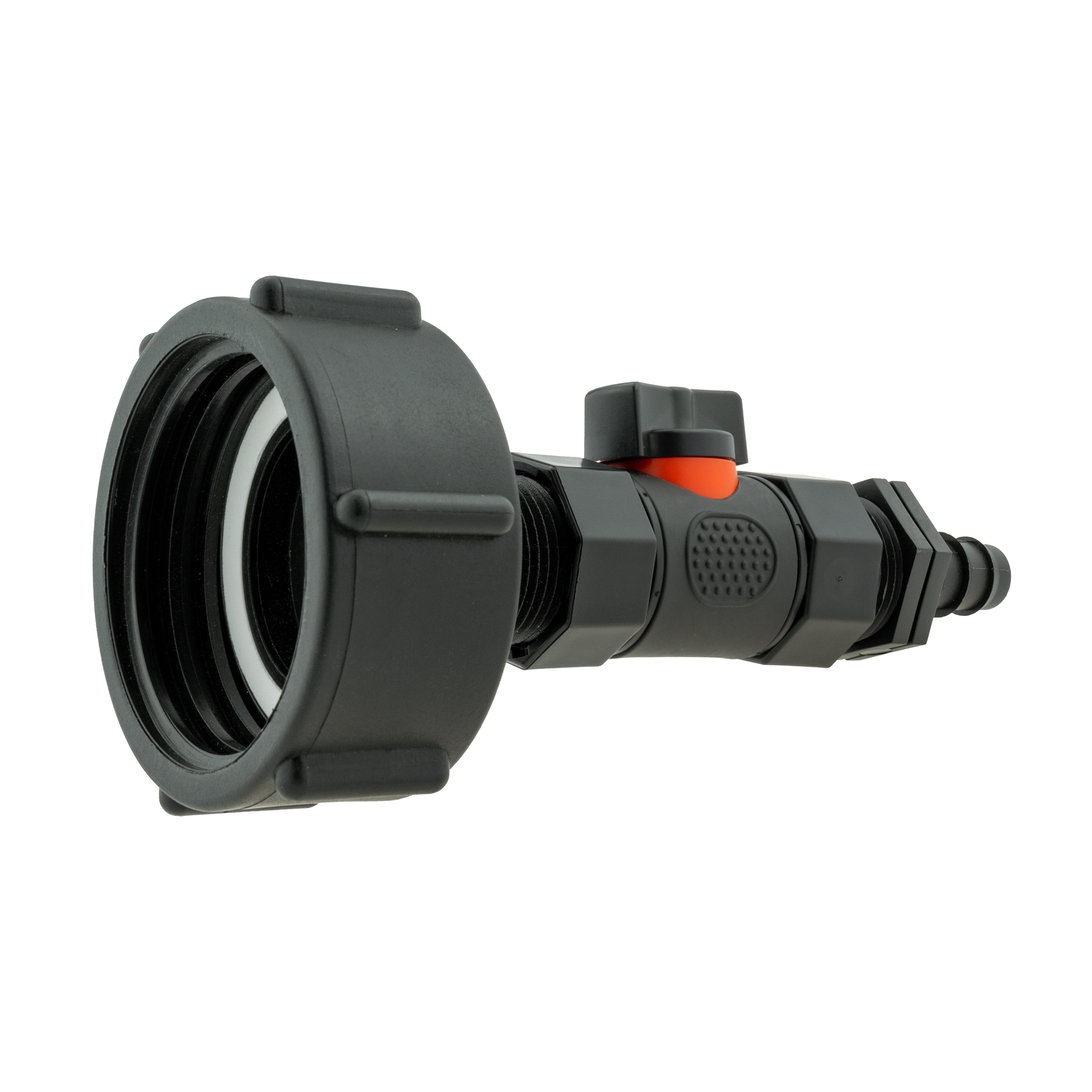 IBC 2” S60X6 Cap with In-Line BSPF Valve and 16mm Barbed Straight
