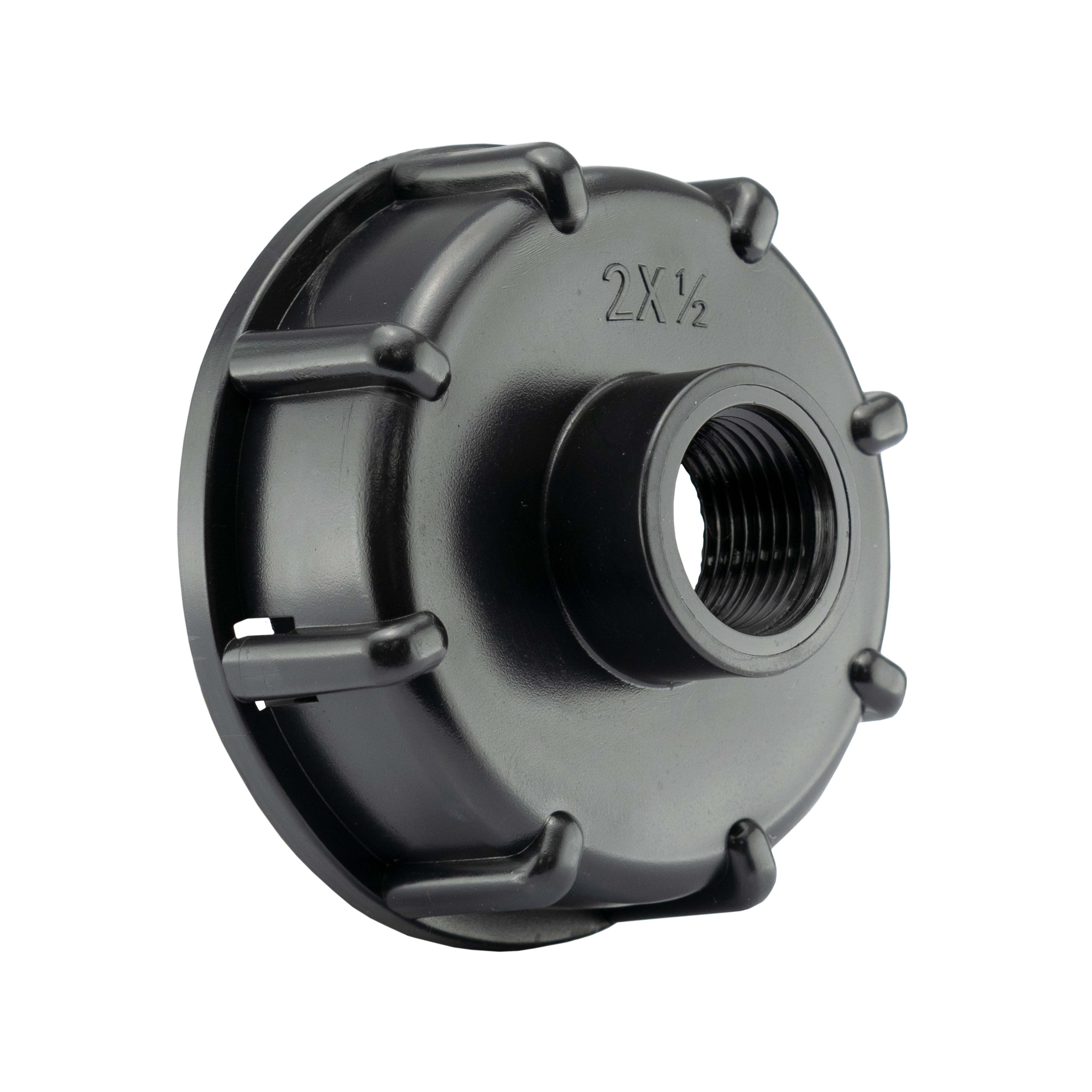 IBC 2” BSPF – S60X6 Cap with S60X6 – ½” BSPF Cap and Quick Connect Lever Tap ½” BSP