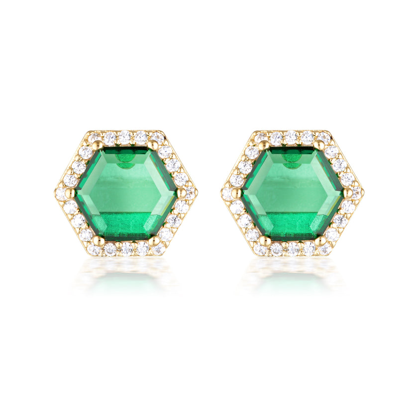 HEXAGON EARRINGS GOLD