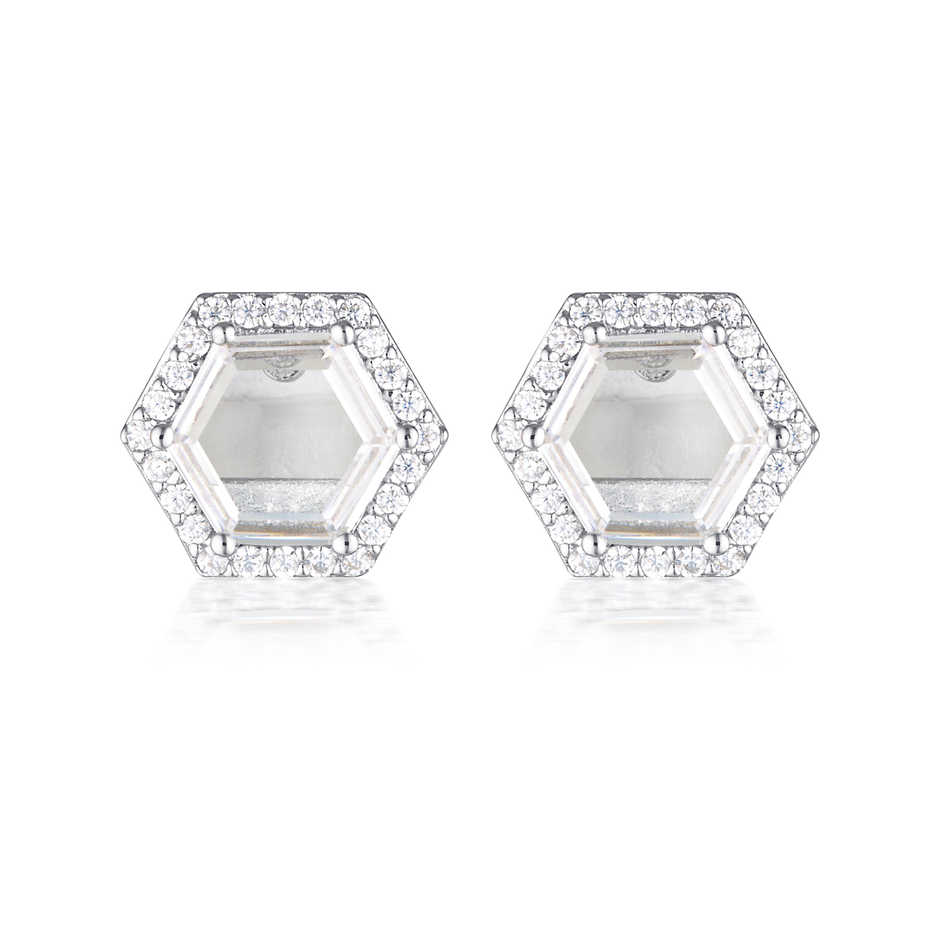 HEXAGON EARRINGS SILVER