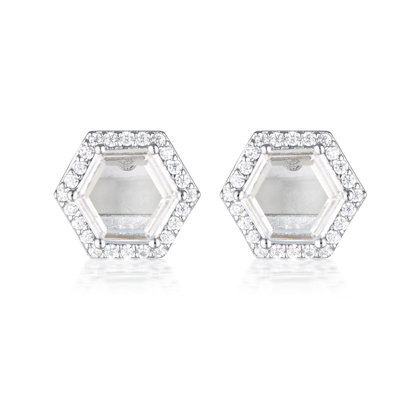 HEXAGON EARRINGS SILVER