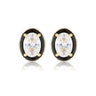 REFLECTION OVAL STUD EARRINGS GOLD & BLACK ENAMEL