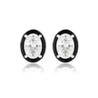 REFLECTION OVAL STUD EARRINGS SILVER & BLACK ENAMEL