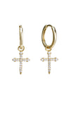 A CHRISTMAS JOURNEY CROSS HOOP EARRINGS GOLD
