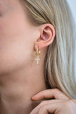 A CHRISTMAS JOURNEY CROSS HOOP EARRINGS GOLD