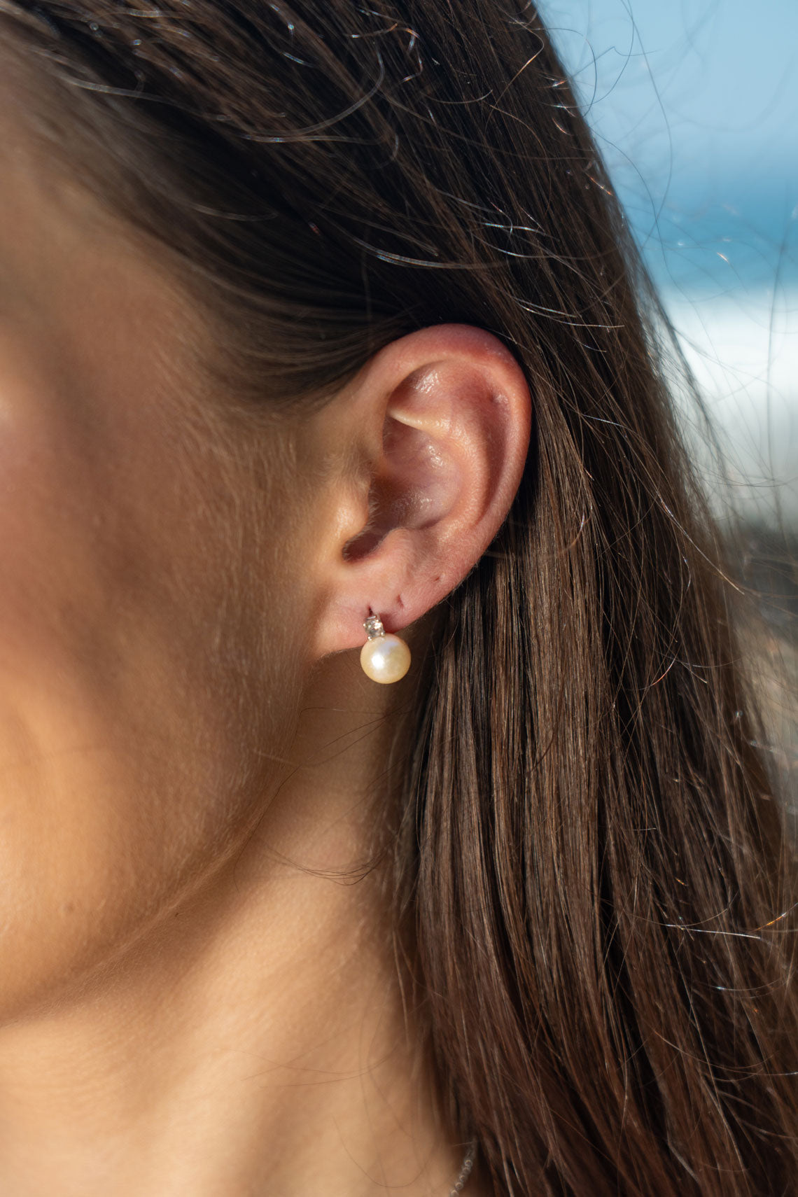 NOOSA PINK FRESHWATER PEARL EARRINGS SILVER