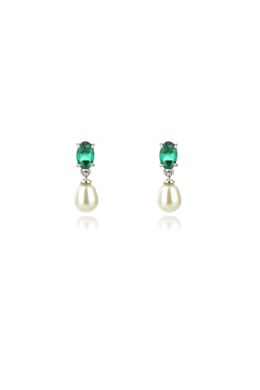 OCEANS WHITSUNDAY EARRINGS EMERALD AND SILVER
