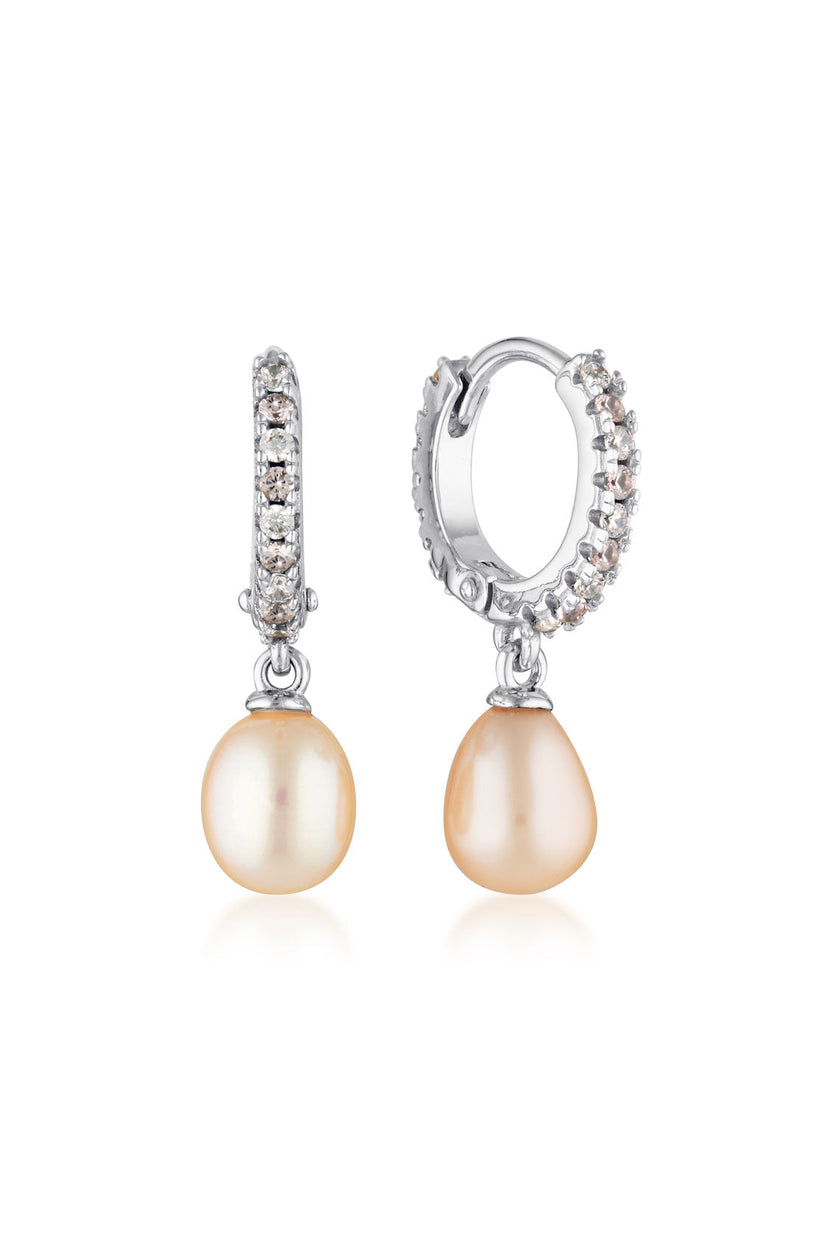 BONDI PINK FRESHWATER PEARL EARRINGS SILVER