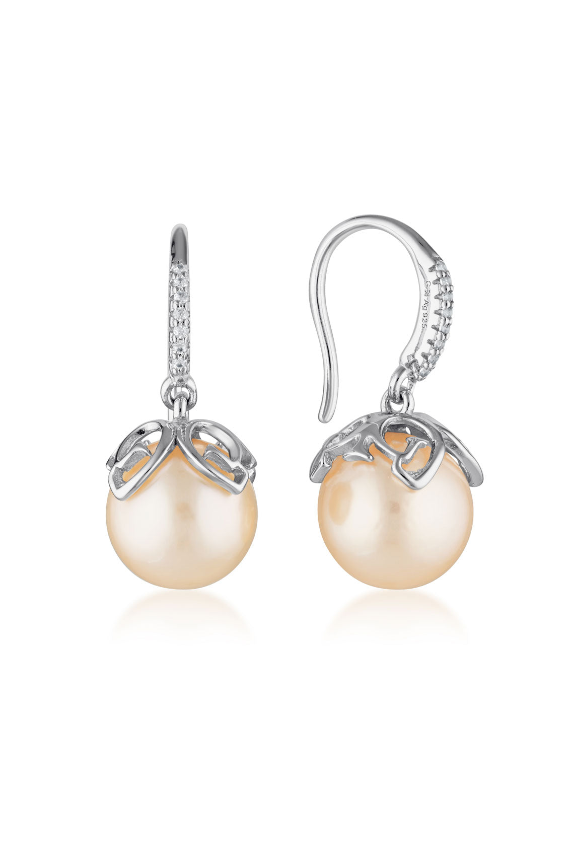PALM COVE PINK FRESHWATER PEARL EARRINGS SILVER