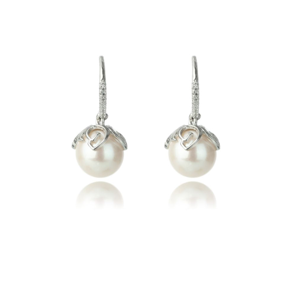 OCEANS PALM COVE FRESHWATER PEARL EARRINGS SILVER