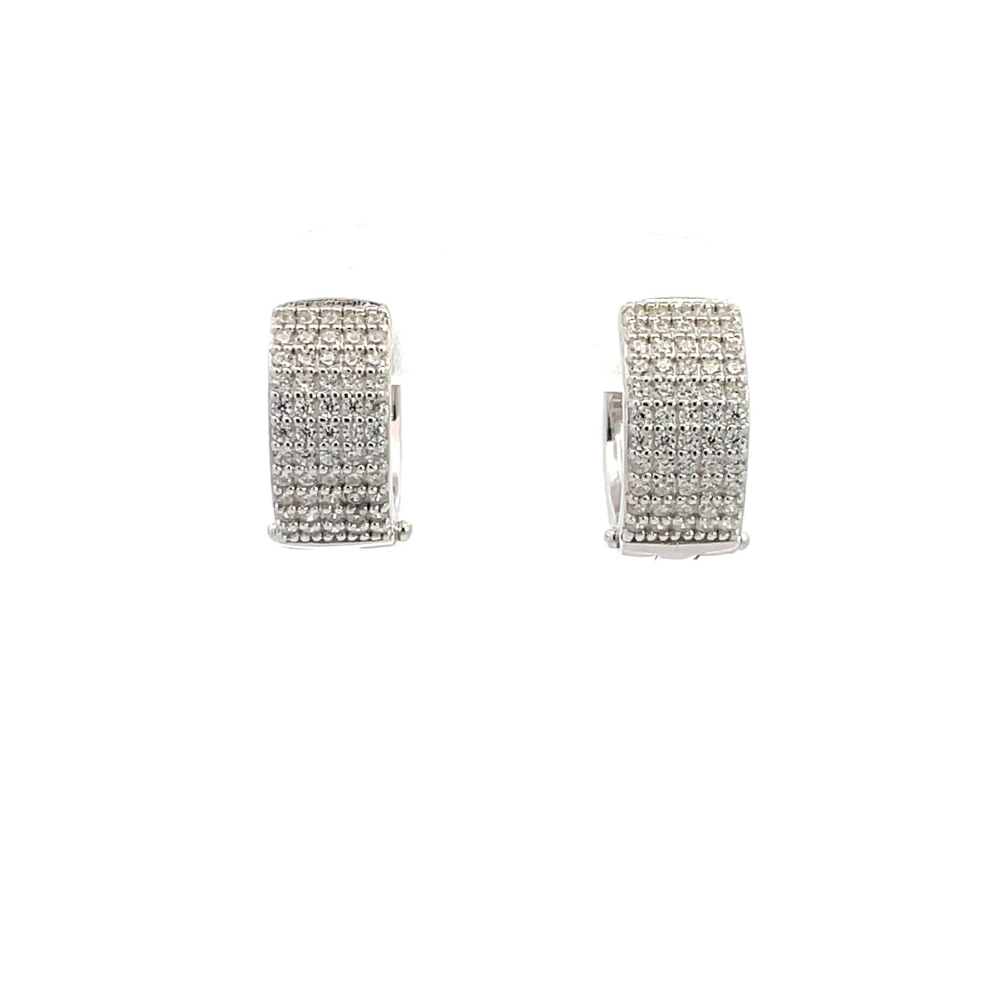 GODDESS MAEVE PAVE HOOP EARRINGS SILVER