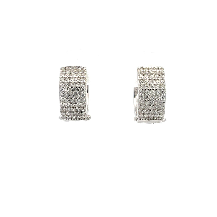 GODDESS MAEVE PAVE HOOP EARRINGS SILVER