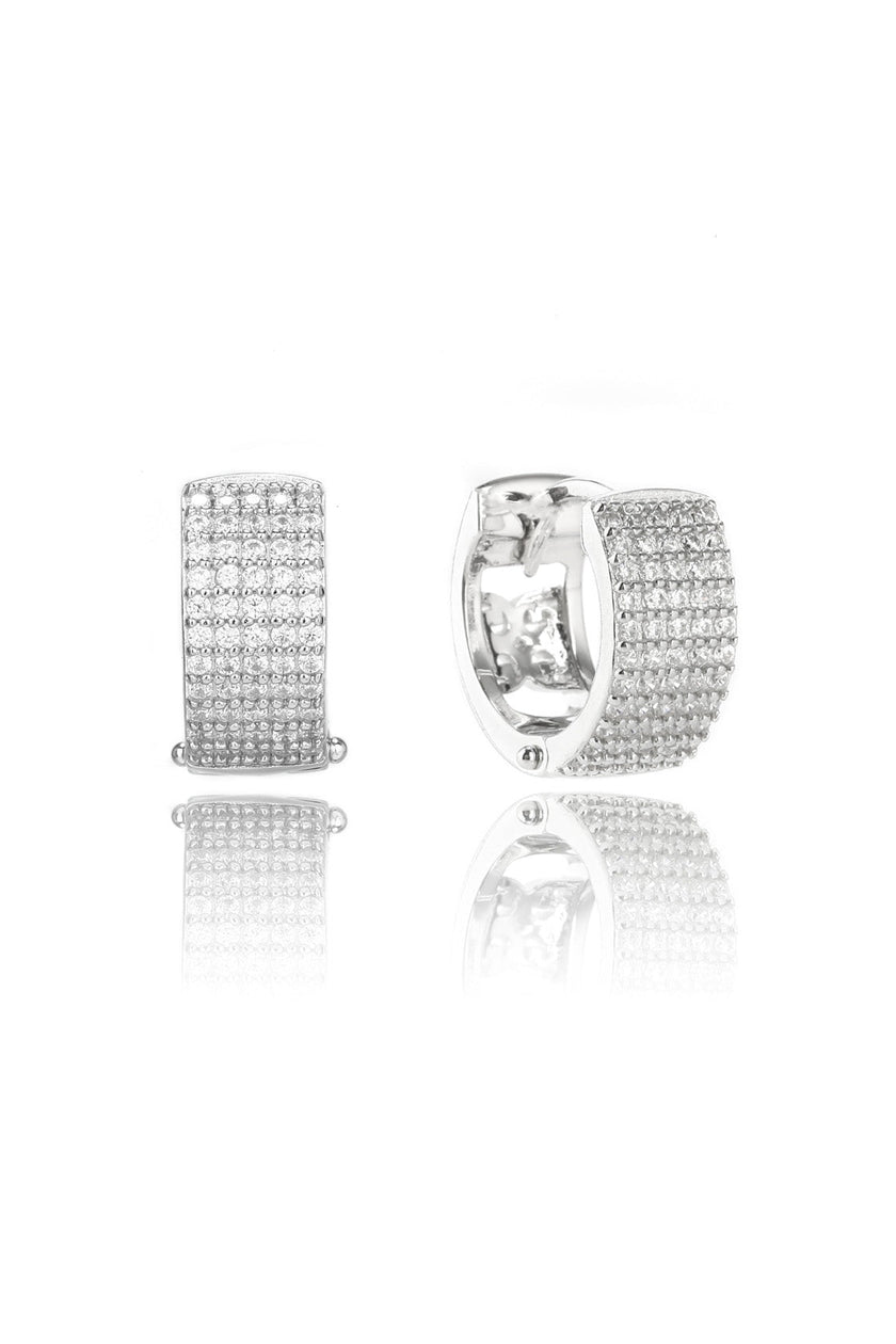 GODDESS MAEVE PAVE HOOP EARRINGS SILVER