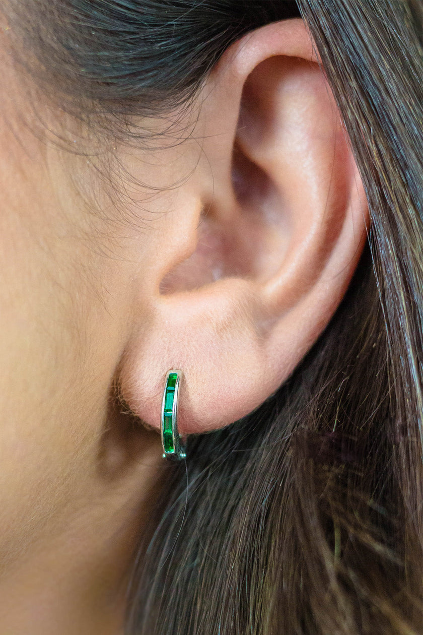 BAGUETTE HOOP SILVER AND GREEN