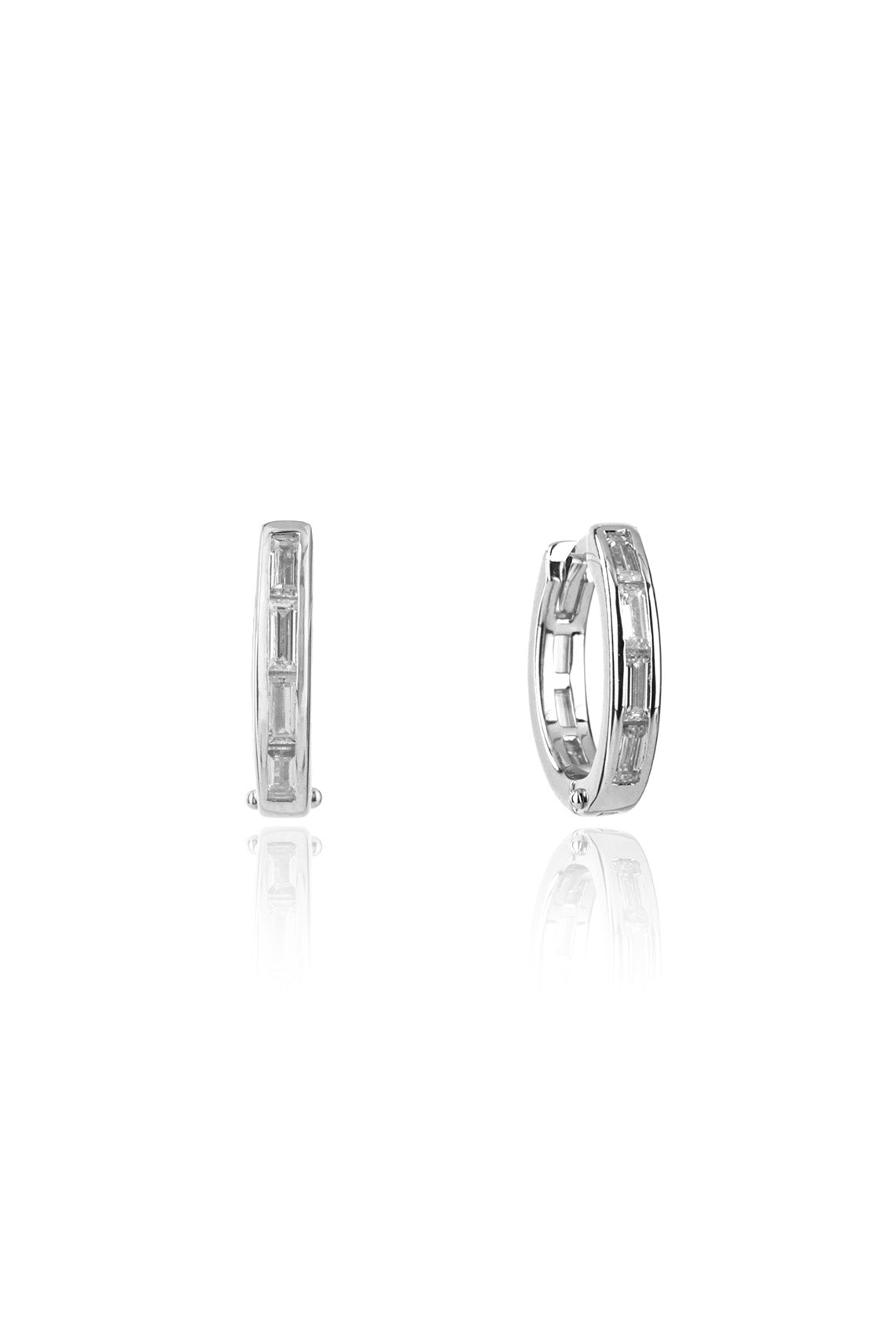 BAGUETTE HOOP SILVER AND WHITE