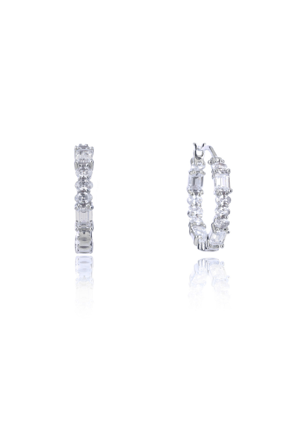 BAGUETTE INSIDE OUT EARRINGS SILVER SMALL