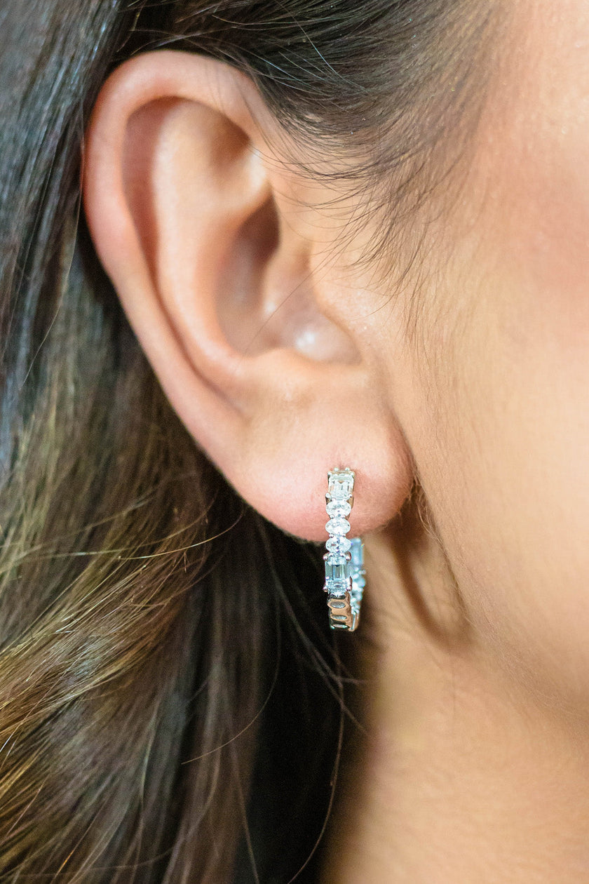 BAGUETTE INSIDE OUT EARRINGS SILVER SMALL