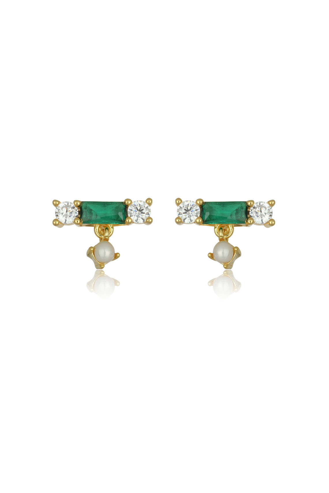 EMERALD ISLE FRESHWATER PEARL EARRINGS IN EMERALD AND GOLD