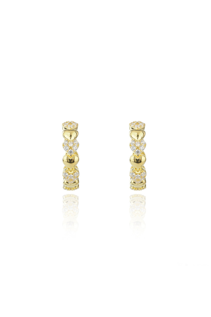SWEETHEART SPARKLY HEART HOOPS GOLD